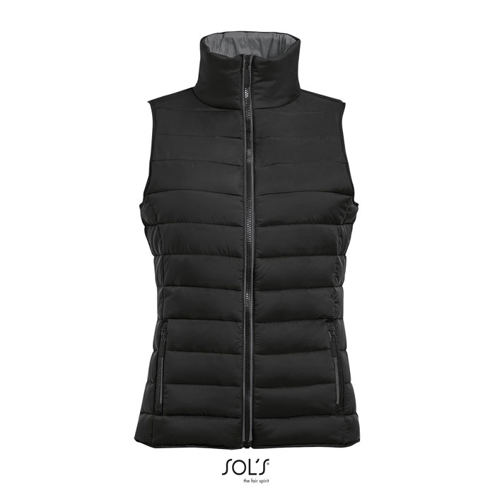 Doudoune sans manches femme personnalisée WAVE Noir 1